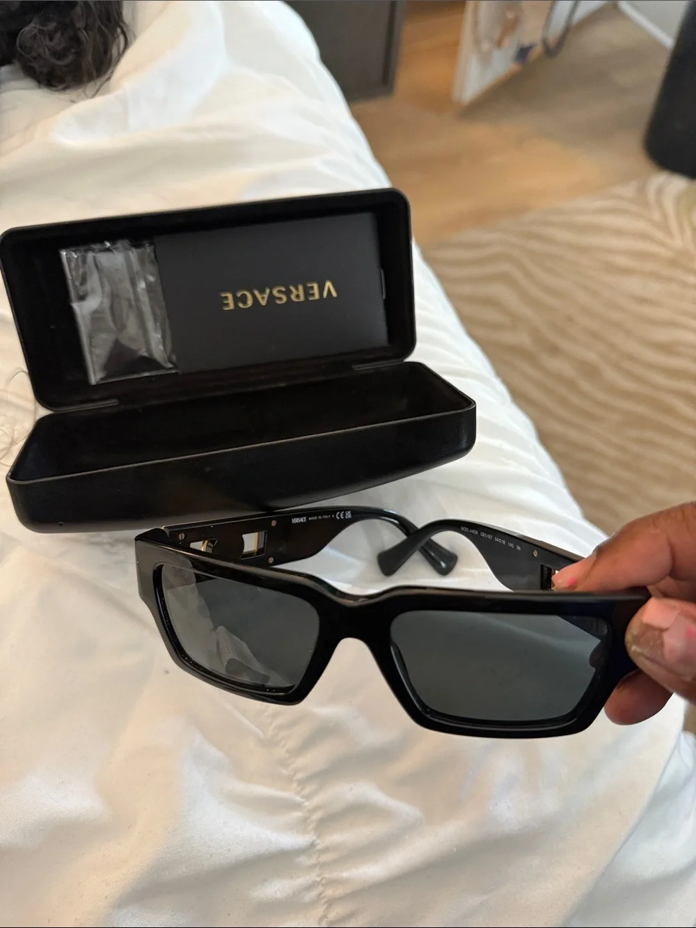 Versace Black and Gold Sunglasses Frame with Medusa Emblem